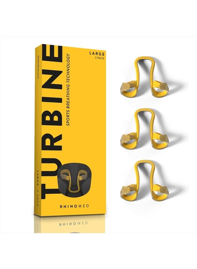 Rhinomed موسع أنفي توربيني للتنفس الرياضي - كبير 3 حبة - يحسن تدفق الهواء أثناء التمرين - موسعات أنفية للتمرين - موسع أنفي داخلي - مرن وخفيف الوزن - Image 1