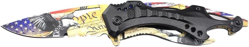 MTECH USA Folding Knife, 3.75-Inch Half-Serrated Blade, Titanium Coating, Glass Breaker, Pocket Clip - Image 2