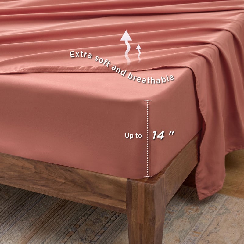 Bedsure 7 قطع طقم لحاف ملكي بحجم كبير بنقشة زهور نباتية، مع 1 لحاف (265 سم × 230 سم)، 1 ملاءة مطابقة (198 سم × 203 سم) بجيب عميق 35 سم، 1 ملاءة مسطحة (275 سم × 260 سم)، 2 وسادات (50 سم × 100 سم) و2 غطاء وسادة (50 سم × 90 سم)، باللون الوردي الباهت - Image 5