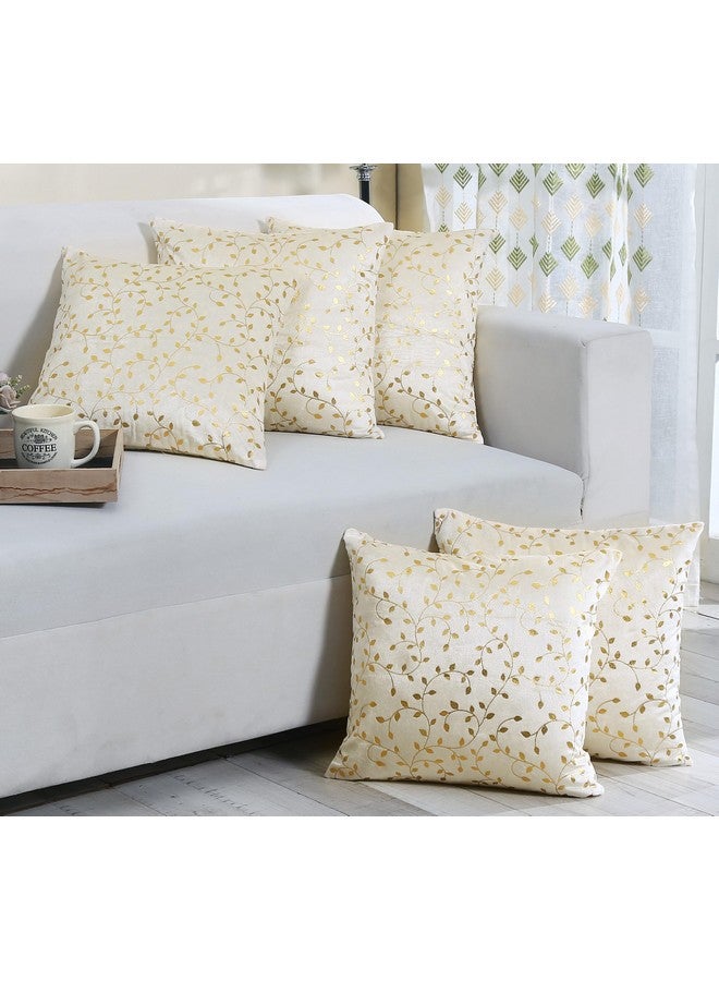 RD TREND Velvet Cushion Covers,Set of 2 & Set of 5,250 TC, Back Zipper (Cream, 5 Pcs Set(16x16)) - Image 1