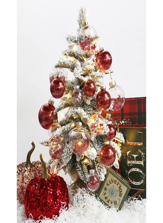 Briful مجموعة زينة شجرة عيد الميلاد مكونة من 30 قطعة، مقاس 2 بوصة، غير قابلة للكسر، باللونين الأحمر والشفاف، زينة معلقة لتزيين شجرة عيد الميلاد والحفلات والعطلات، بريفول - Image 4