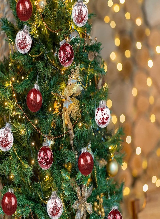 Briful مجموعة زينة شجرة عيد الميلاد مكونة من 30 قطعة، مقاس 2 بوصة، غير قابلة للكسر، باللونين الأحمر والشفاف، زينة معلقة لتزيين شجرة عيد الميلاد والحفلات والعطلات، بريفول - Image 5