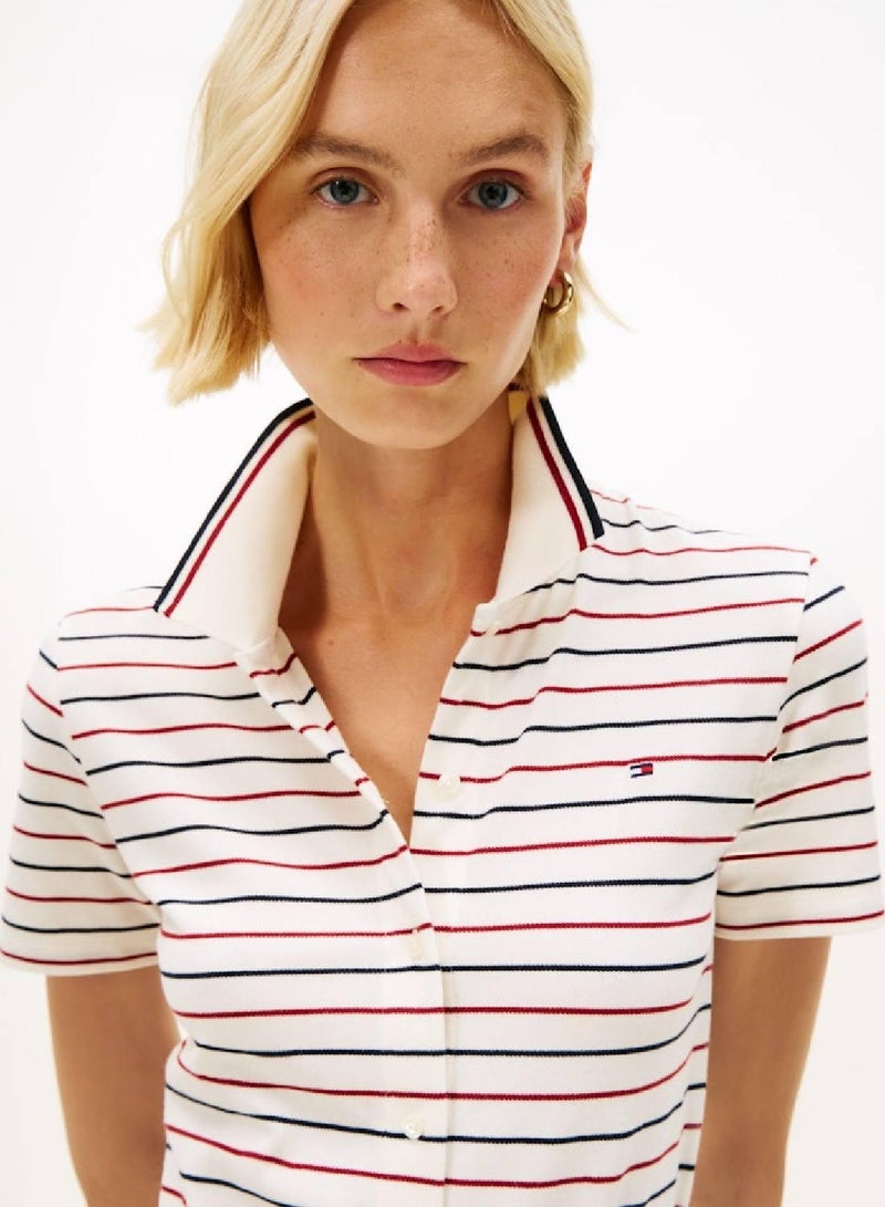 TOMMY HILFIGER Tipped Fit And Flare Midi Polo Dress - Image 2