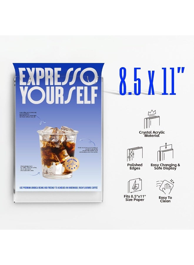 TPGP 20 Pack Wall Acrylic Sign Holder 8.5x11 with 3M Tape and Mounting Screws, Portrait - Image 2