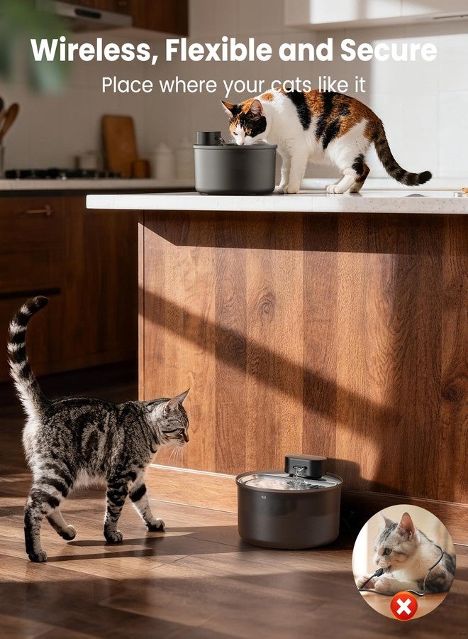 oneisall Cordless Cat Water Fountain: 108oz/3.2L Stainless Steel Cat Water Fountain with Quiet Wireless SilentFlow™ Pump for Cat Small Dog,Rechargeable BPA-Free Water Dispenser for Living Room Kitchen - Image 2