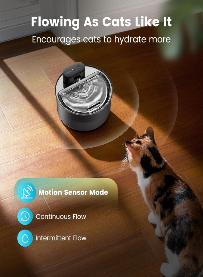 oneisall Cordless Cat Water Fountain: 108oz/3.2L Stainless Steel Cat Water Fountain with Quiet Wireless SilentFlow™ Pump for Cat Small Dog,Rechargeable BPA-Free Water Dispenser for Living Room Kitchen - Image 3