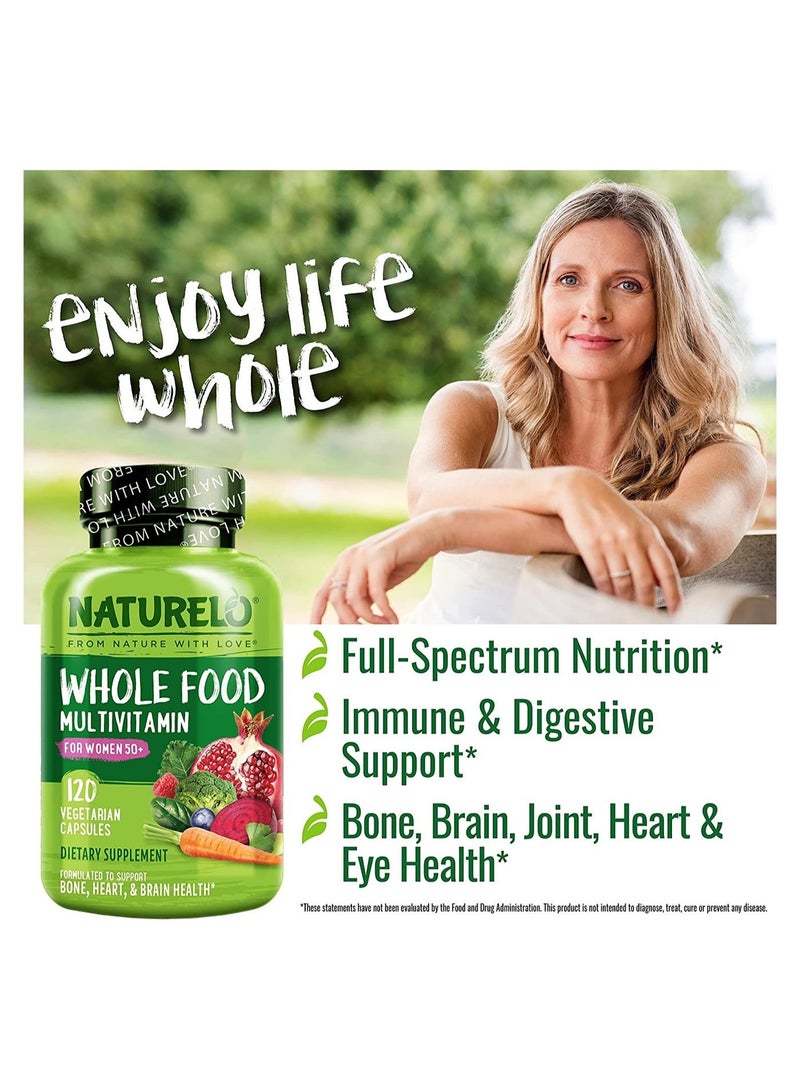 NATURELO Whole Food Complete Multivitamin For Women 50+ - 120 Vegetarian Capsules Diatary Supplement - Image 5