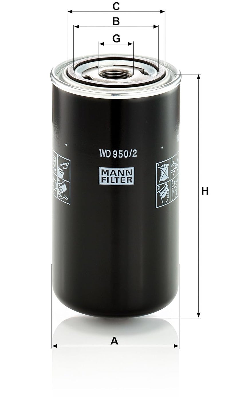 MANN FILTER WD950/2 Spin-On Hydraulic Filter - Image 3