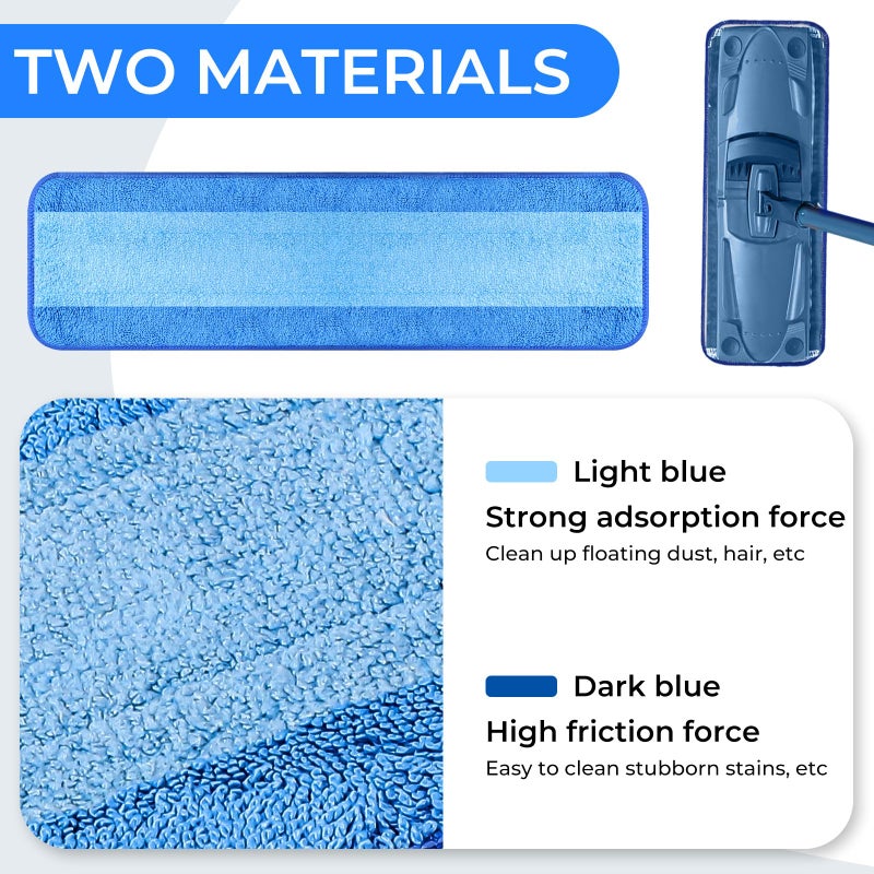 Wlich 3 Pack Microfiber Cleaning Pads are Compatible with Bona Mop,18 Inch Replaceable Mop Pad Refill,Washable & Reusable Blue Microfiber Mop Pads for Hardwood and Hard-Surface Floors - Image 3