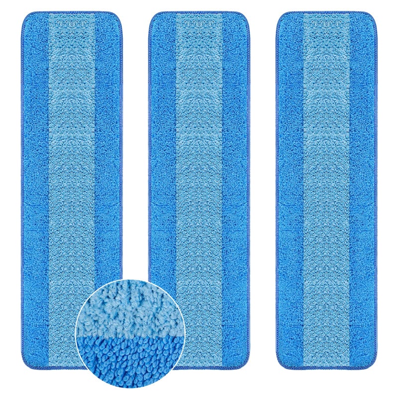 Wlich 3 Pack Microfiber Cleaning Pads are Compatible with Bona Mop,18 Inch Replaceable Mop Pad Refill,Washable & Reusable Blue Microfiber Mop Pads for Hardwood and Hard-Surface Floors - Image 1