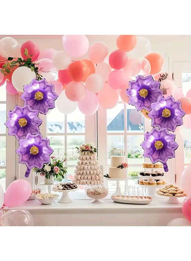 Purple Sunflower Aluminum Foil Balloons 5pcs Reusable Party Decorations - Image 4
