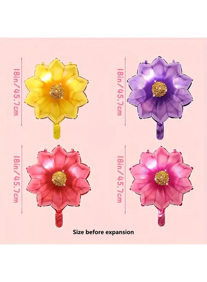 Purple Sunflower Aluminum Foil Balloons 5pcs Reusable Party Decorations - Image 3