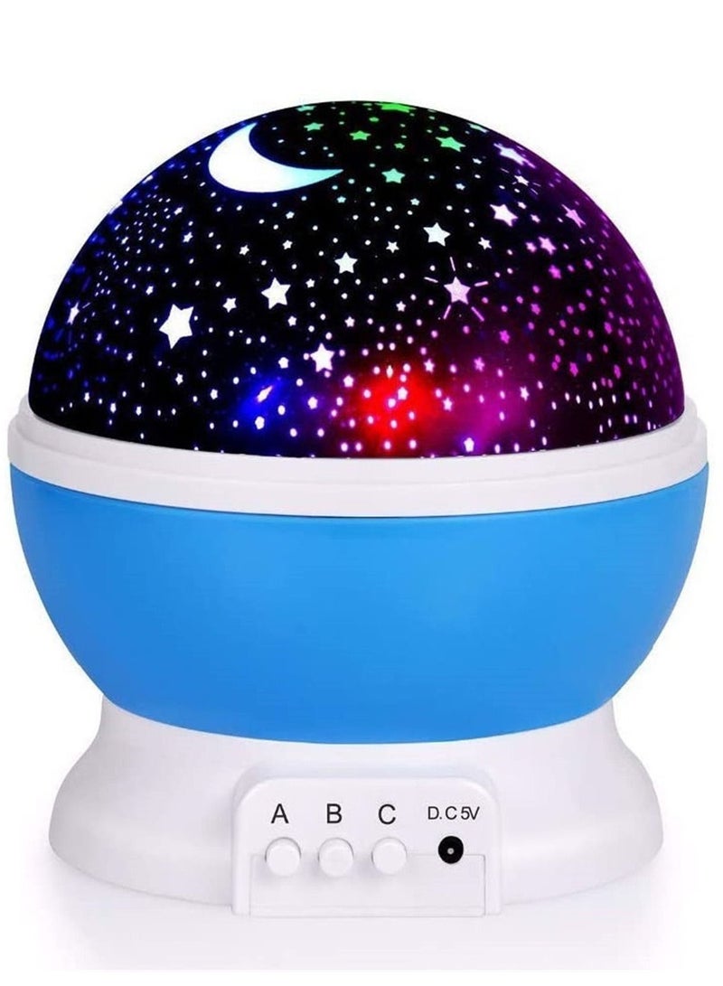 Toys for 2-7 Year Old Girls Baby Night Light with Projector 360 Degree Rotation 4 LED Bulbs 9 Light Color Changing USB Cable Best Night Lights for Kids Adults and Nursery Decor (Blue)  - Image 1