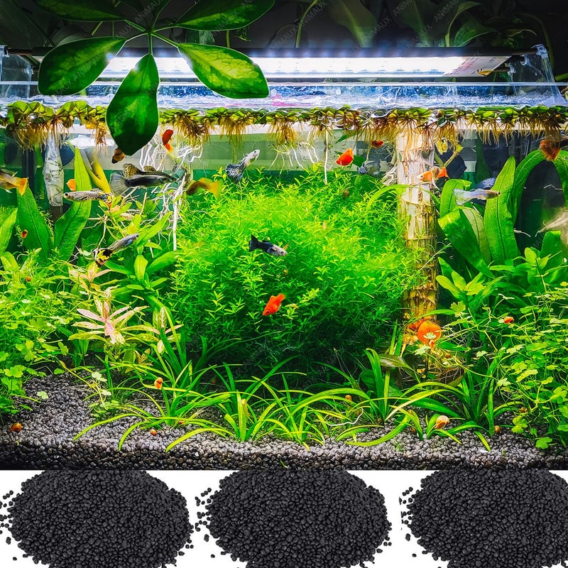 animaux تربة سوداء للأكواريوم لنباتات حوض السمك الحي | ركيزة طبيعية مسامية مستقرة للأكواريوم المزروع - 2 كجم - Image 1