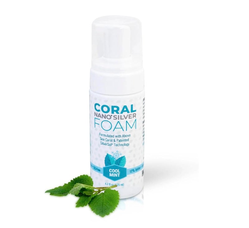 Coral White Coral Nano Silver Foaming Toothpaste Fluoride Free Natural Remineralizing Tooth Foam Whitening SLS Glycerin Free with Xylitol Coral Calcium Mint Flavor 4oz 3Month Supply - Image 1