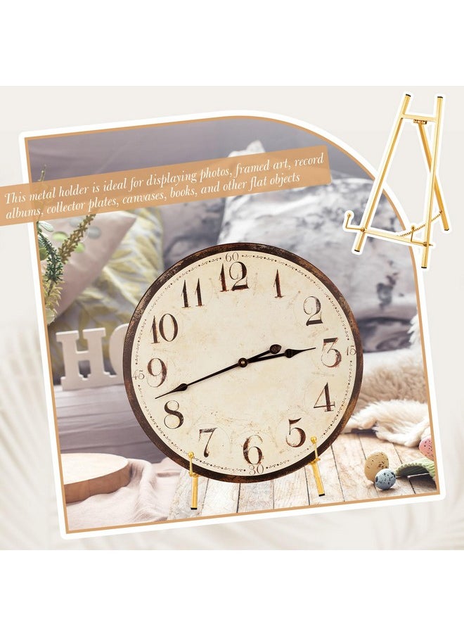 Leinuosen Leinuosen Metal Easel Stand 16.5 H x 8.7 W x 4.3 D Table Top Easel Stand for Display Tripod Art Picture Mirror Modern Plate Holder Floor Stands for Display Book Photo Wedding Sign(Gold)  - Image 4