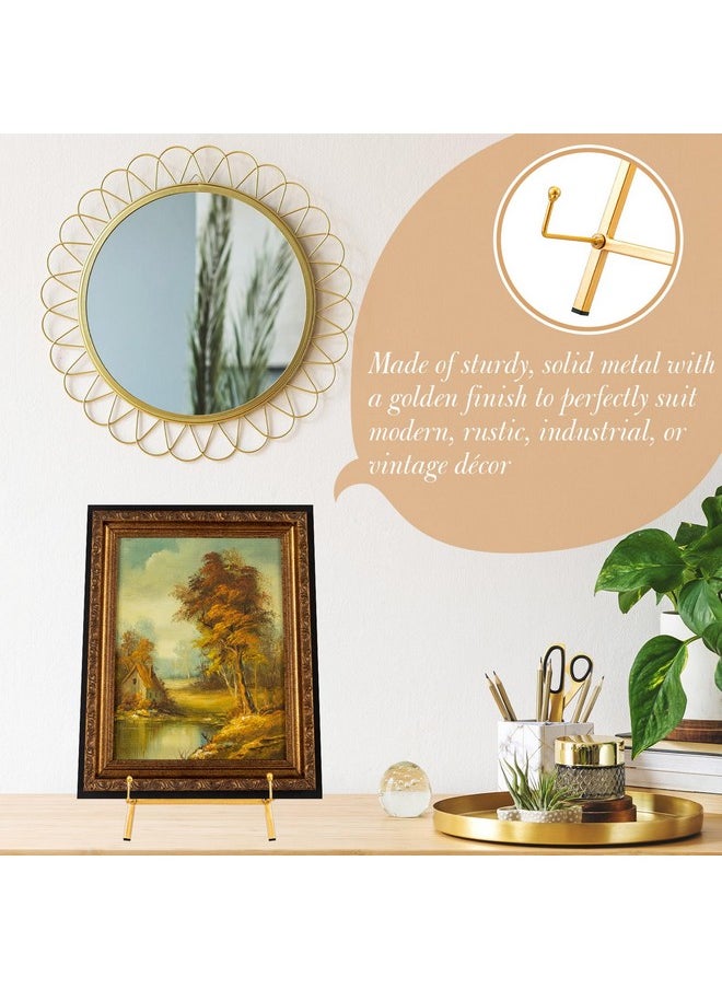 Leinuosen Leinuosen Metal Easel Stand 16.5 H x 8.7 W x 4.3 D Table Top Easel Stand for Display Tripod Art Picture Mirror Modern Plate Holder Floor Stands for Display Book Photo Wedding Sign(Gold)  - Image 5