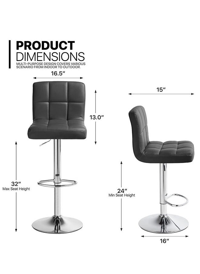 GoldenLike - Bar Stool with Footrest,Pu Leather Swivel Barstools,Height Adjustable Bar Stool Chairs,Morden Kitchen Chair with Backrest,Counter Height Chairs Island Chair for Pub Kitchen - Image 1
