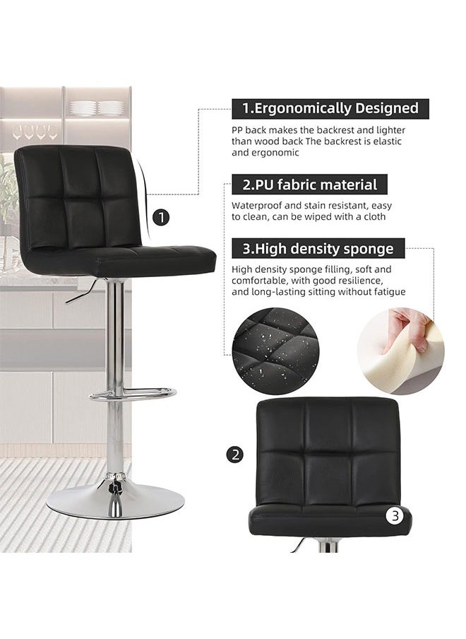 GoldenLike - Bar Stool with Footrest,Pu Leather Swivel Barstools,Height Adjustable Bar Stool Chairs,Morden Kitchen Chair with Backrest,Counter Height Chairs Island Chair for Pub Kitchen - Image 1