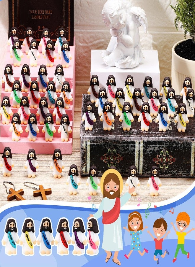 Bememo 50 Pcs Little Jesus Figures Original Design Rubber Mini Jesus Toys for Hide and Seek Religious Party Favors Easter Egg Stuffers Sunday School Craft Baptism Gifts(John 3:16) - Image 3