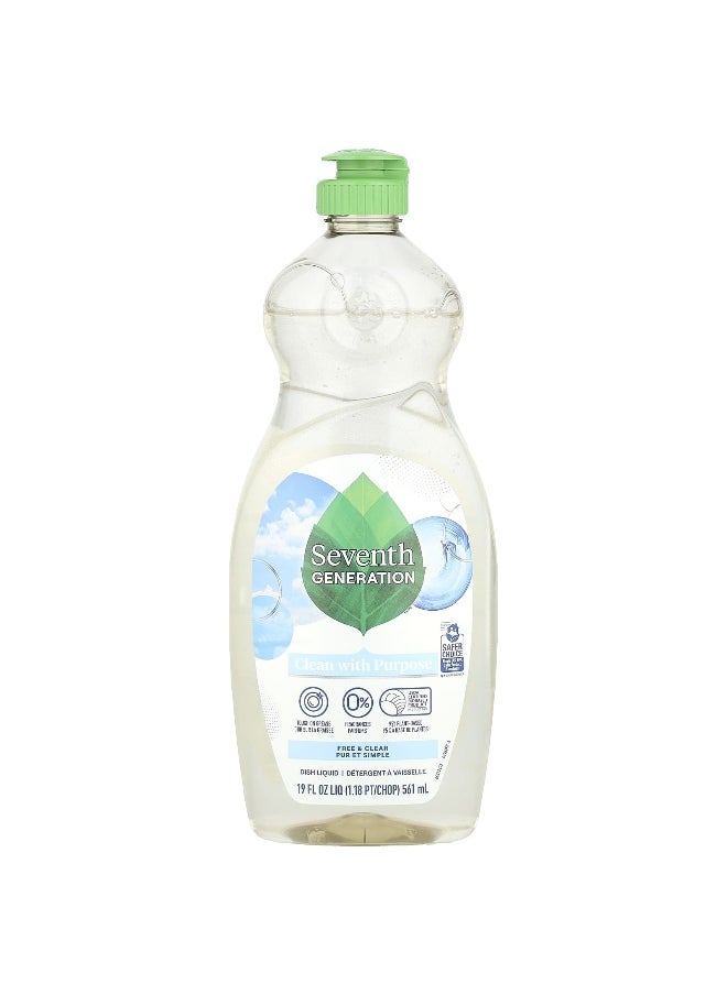 Seventh Generation Seventh Generation, Dish Liquid, Free & Clear, 19 fl oz (561 ml)  - Image 1