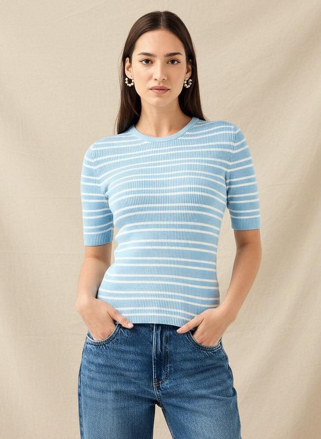 Splash FAV Striped Crew Neck Sweater - Image 1