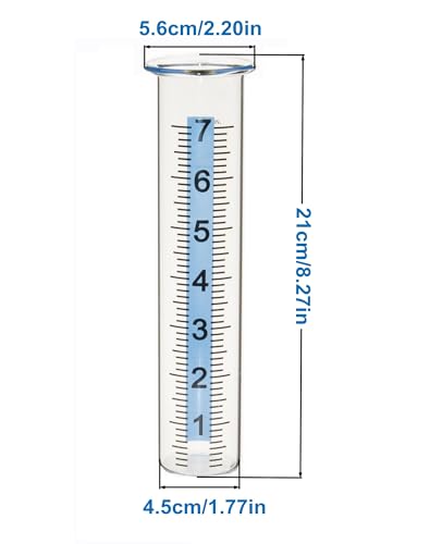 Mateda 7" Capacity Rain Gauge Glass Replacement Tube with Lid Design for Yard Garden Outdoor Home (01) - Image 2