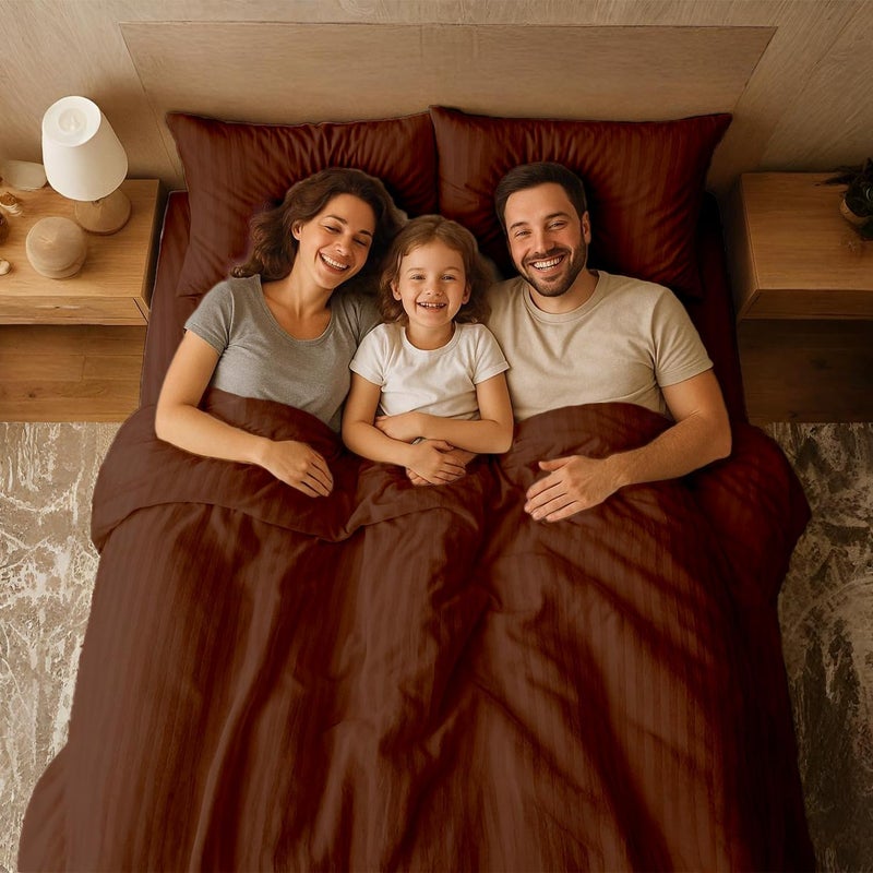 MOONCEE 6Pcs Bed Sheet King Size Set With Duvet Cover 220x240 Microfiber Bed Sheets Bedding Set Includes 1 Fitted Sheet, 1 Quilt Cover & 4 Pillows Cases (Dark Brown, 6Pcs Duvet Cover Set- King) - Image 4