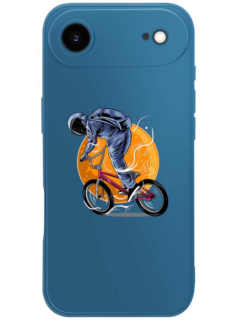 Theodor Protective Slim Fit Case Liquid Silicone Cover with Full Body Protection Anti-Scratch Shockproof Case For Apple iPhone 17 Air (Blue) Astronaut riding Bike - Image 1