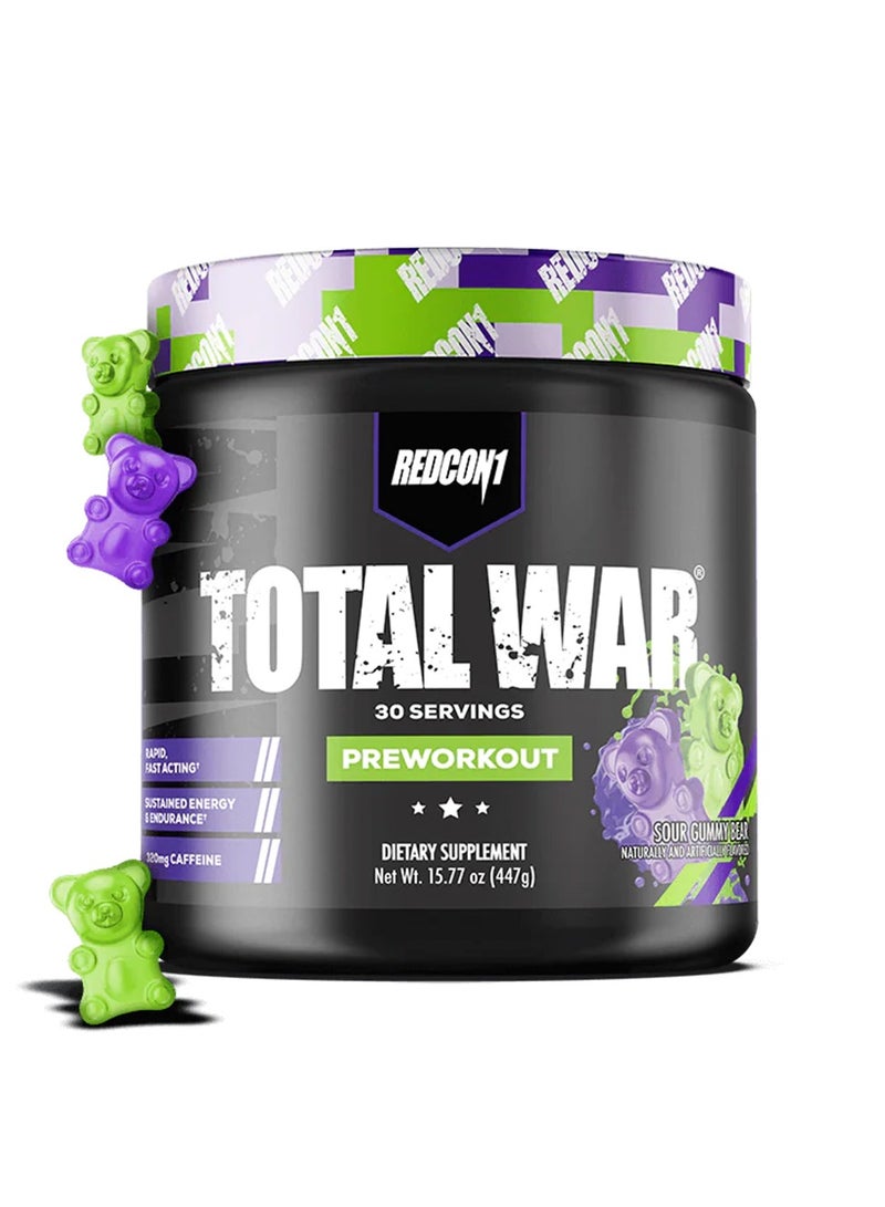 توتال وار - دببة جيلاتينية حامضة قبل التمرين - 30 وجبة - 441 جم