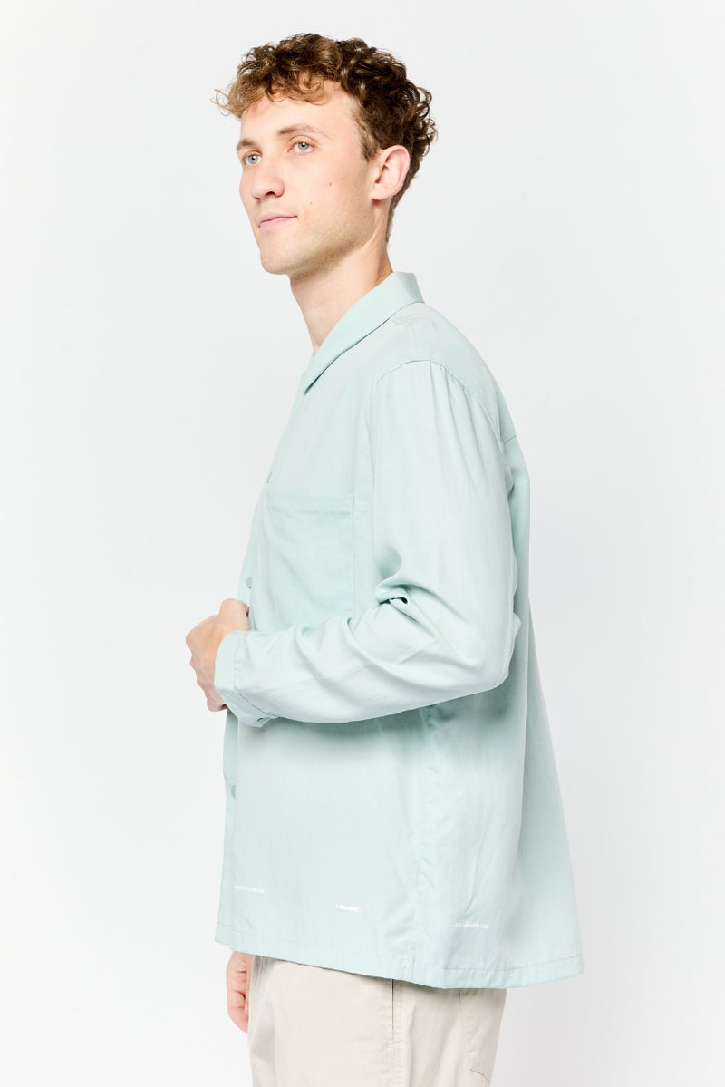 SELECTED Men Drop Shoulder Solid Long Sleeve Casual Shirt, Light Blue - Image 3