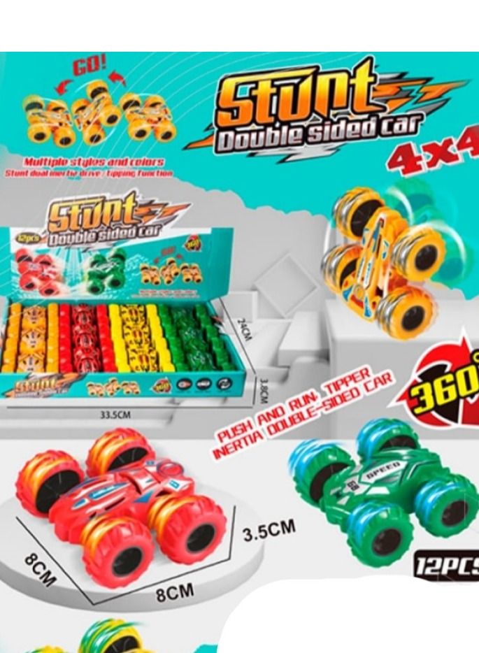 Pack Of 4 Mini Durable Premium Quality Cuddling Toy Stunt Flip Zeep Car Multicolour  - Image 3