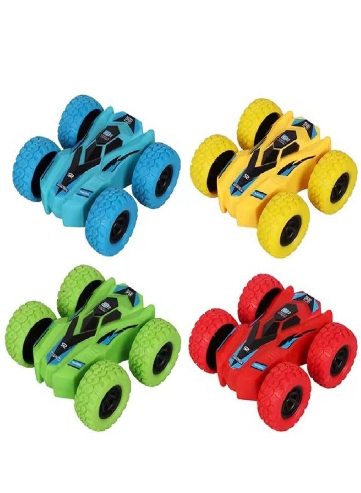 Pack Of 4 Mini Durable Premium Quality Cuddling Toy Stunt Flip Zeep Car Multicolour  - Image 1