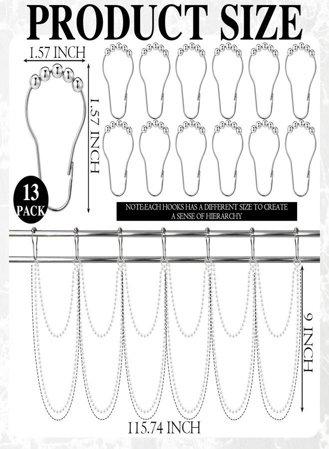 Otoolling 12 Pcs Shower Curtain Hooks with Double Layer Shower Curtain Decorative White Bath Curtains for Wedding Bathroom Room Decor(Pearl,White) - Image 2