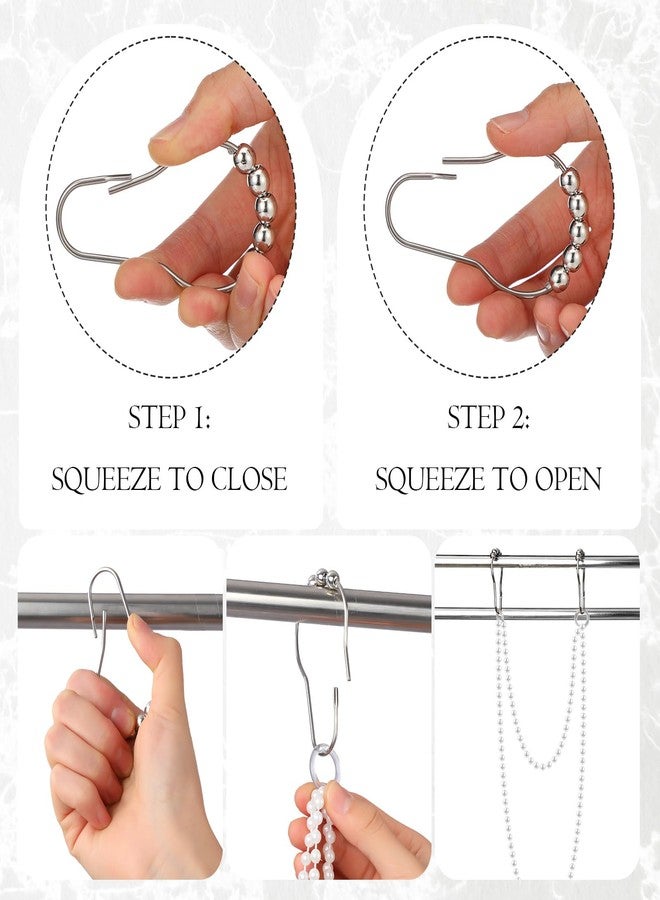 Otoolling 12 Pcs Shower Curtain Hooks with Double Layer Shower Curtain Decorative White Bath Curtains for Wedding Bathroom Room Decor(Pearl,White) - Image 4