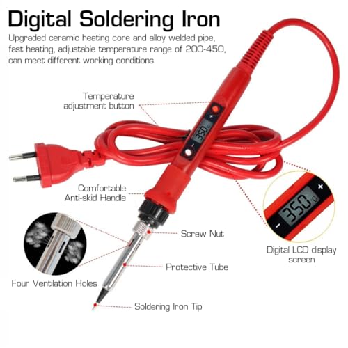 Serplex® 80W Soldering Iron Multimeter Kit Temperature Adjustable Electric Welding Tool Set with Soldering Iron Tip, Solder Wire, Stand, Desoldering Pump, Welding Tool - Image 3
