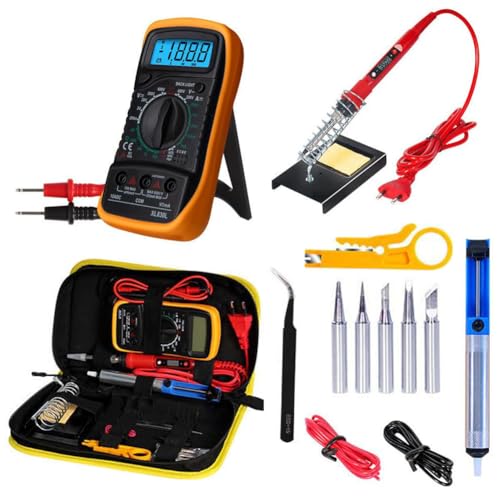 Serplex® 80W Soldering Iron Multimeter Kit Temperature Adjustable Electric Welding Tool Set with Soldering Iron Tip, Solder Wire, Stand, Desoldering Pump, Welding Tool - Image 1