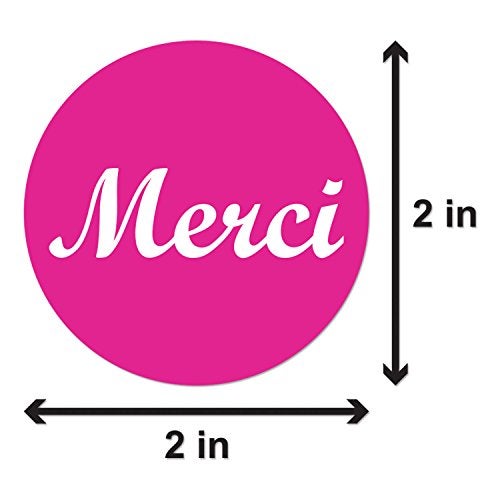 OfficeSmartLabels Merci, French Thank You Stickers (2 inch, Round, Pink - 300 Labels) French Thank You Labels for Envelope Seals, Online Boutiques, Birthdays, Baby Showers or Bridal Weddings - Image 2
