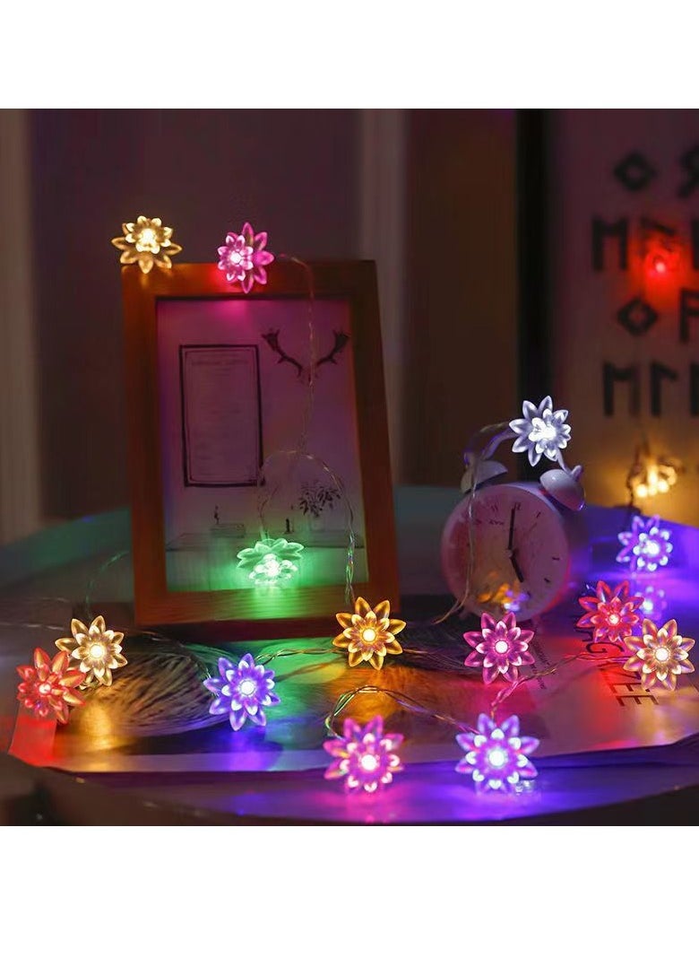 Mei Lifestyle 3m Long Multicolor Flower String Lights with Batteries 20 LED Decorative Lights  - Image 1