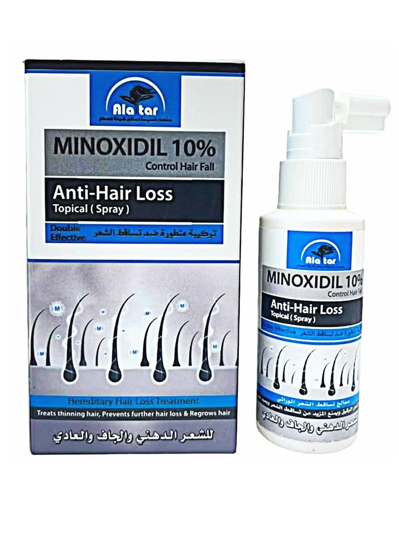 Alatar Minoxidil 10% Control Hair Fall Anti-Hair Loss Topical Spray 65ml | Advanced Hair Growth & Follicle Strengthening | Unisex Hair Care Solution