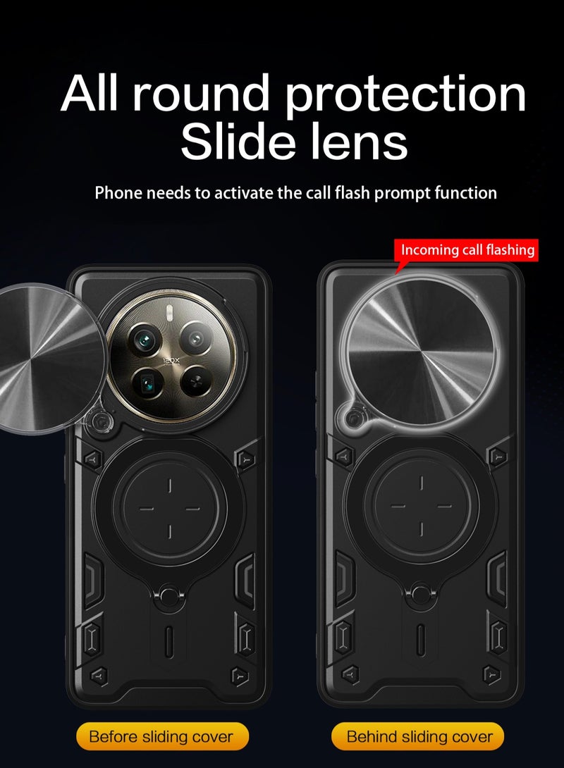 جراب حمايه مقاوم للصدمات وحمايه للكاميرا مزود بدبله معدنيه سي دي متوافق مع Realme 12 Pro / Realme 12 Pro Plus/Realme P1 Pro (أسود) - Image 3