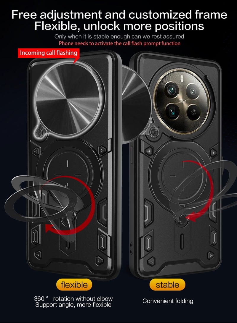 جراب حمايه مقاوم للصدمات وحمايه للكاميرا مزود بدبله معدنيه سي دي متوافق مع Realme 12 Pro / Realme 12 Pro Plus/Realme P1 Pro (أسود) - Image 2