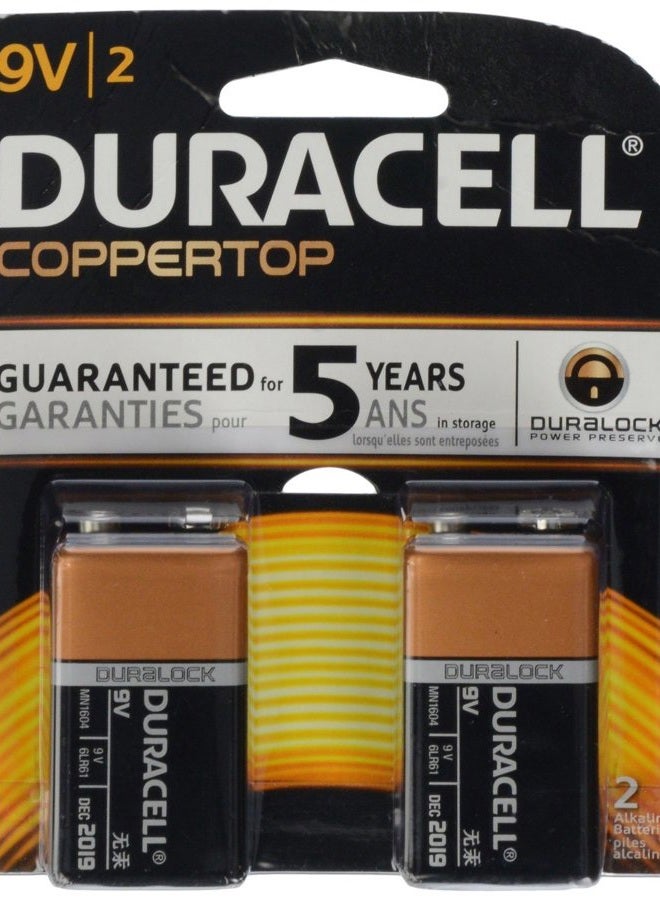 Duracell دوراسيل - بطاريات قلوية 9 فولت كوبر توب - بطارية تدوم طويلاً لجميع الأغراض 9 فولت للاستخدام المنزلي والتجاري - 2 عدد - Image 1
