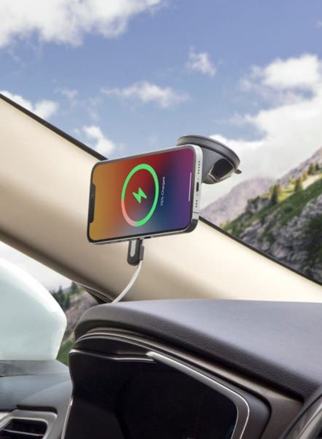 SCOSCHE Magic Mount for Magsafe - Window/Dash + 20W PD Car Charger - Black - Image 3