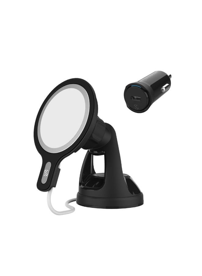 SCOSCHE Magic Mount for Magsafe - Window/Dash + 20W PD Car Charger - Black - Image 2