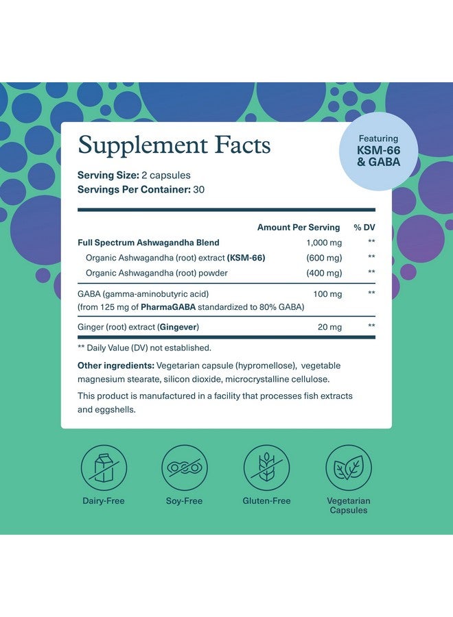 يوثيري يوثيوري أشواغاندا + جابا - الاستخدامات KSM-66 - 1000 ملغ أشواغاندا و100 ملغ جابا - مكمل غذائي لدعم الكورتيزول والتوتر والذاكرة - 60 كبسولة نباتية - Image 2