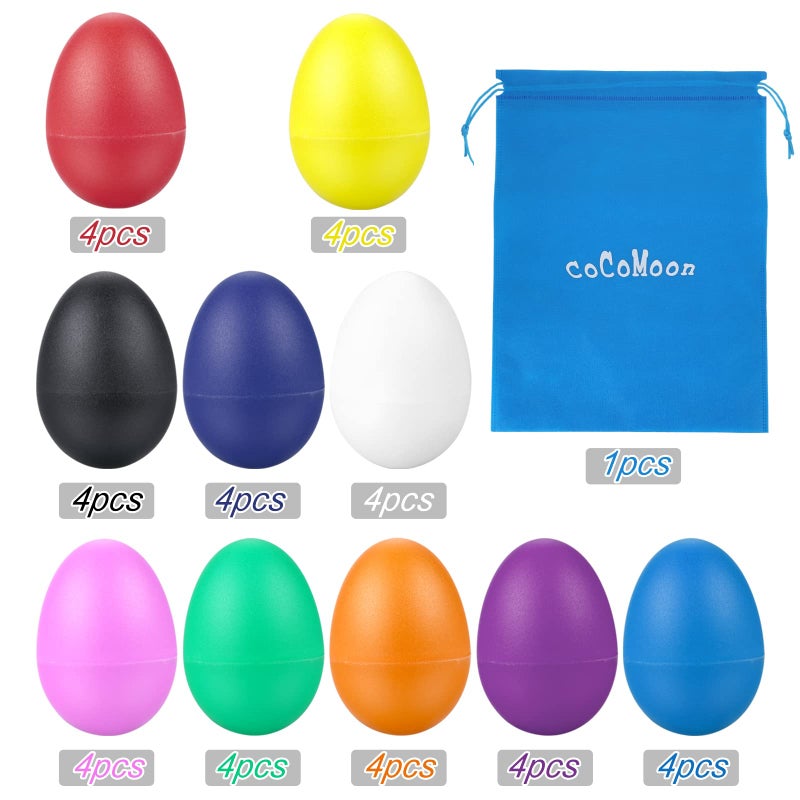 COCOMOON Egg Shakers Musical Instruments for babies-40Pcs Musical Maracas Percussion Instrument (10 Colors) Easter Eggs with a Storage Bag for Music Parties,Toys Music Learning DIY Painting - Image 3