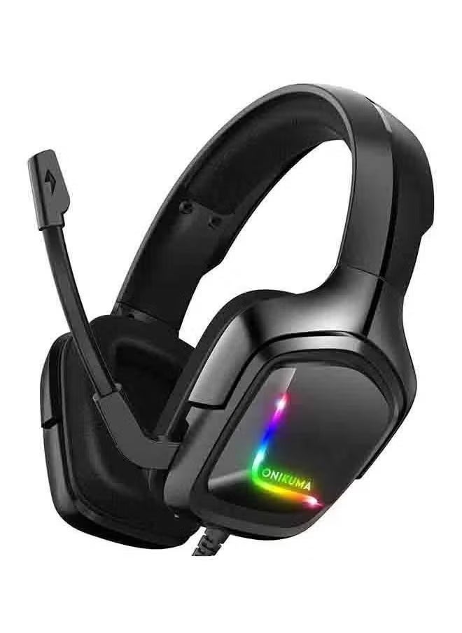 onikuma Over-Ear LED Wired K20 Gaming Headphones with Mic for PS4/PS5/Xbox One/X Series/Switch/PC, Premium Sound Quality, Noise-Canceling, Comfortable Design, Customizable RGB Lights for Immersive Gaming Experience - Image 1