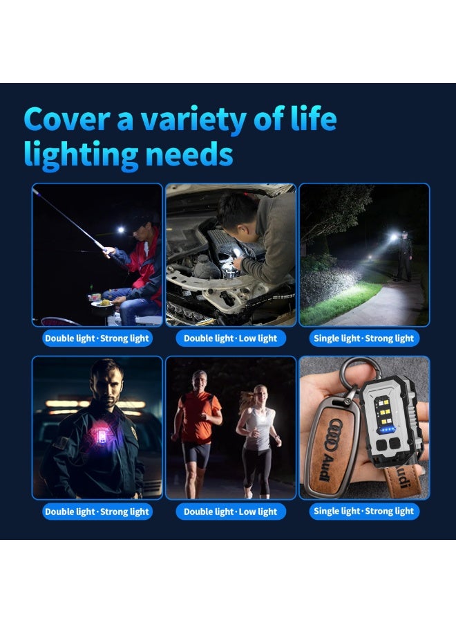 Rechargeable Keychain Flashlight with Type-C Fast Charging,Mini Tactical Flashlight 750mAh ，Magnetic Base Dual Switches, Waterproof Pocket Light for Camping EDC Emergency (White) - Image 3