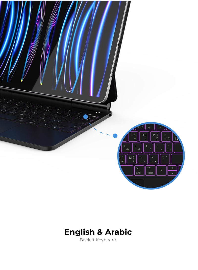 blupebble Magic Folio Detachable Magnetic Keyboard with Large Precision Trackpad, Full-Size Backlit Keyboard Designed for iPad Pro 12.9 inch - Image 3